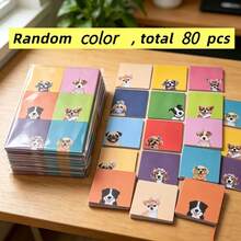 50pcs Random Cute Dog Sticky Notes Set, Random Colors 3*3 Inch Square Self-Adhesive Memo Pads, Multi-Color Adorable Dog Prints (Kawaii Corgi, French Bulldog, Golden Retriever, Schnauzer, Etc.), Great Value Pack For Home, Study, Office Notes And Memo, Creative Gift For Dog Lovers - Multicolor - View 3