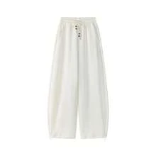 Minimalist Loose High-Waist Skin-Friendly Breathable Casual Sweatpants With Pockets Long Pants For College Home Daily Wear - Apricot - View 1