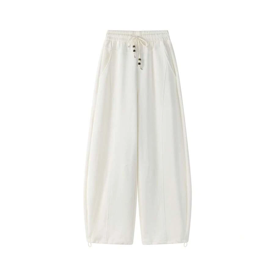 Minimalist Loose High-Waist Skin-Friendly Breathable Casual Sweatpants With Pockets Long Pants For College Home Daily Wear - Apricot - View 1