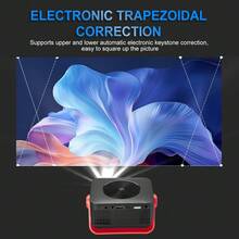 Proyector Mini M60, compatible con resolución 1080P con WiFi 2.4G. Equipado con puertos USB & Type-C, proyector de cine en casa portátil, tamaño de proyección desde 20 hasta 100 pulgadas. - Negro y rojo - Ver 8