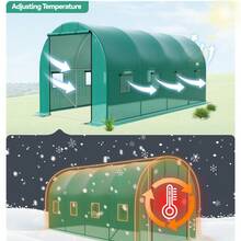 Invernadero túnel gran 15x7x7 pies para jardín - Estructura de acero galvanizado reforzado - Cubierta PE resistente - 8 ventanas con malla -  Ideal para cultivo y protección de plantas en exterior - Puerta enrollable - Ver 5
