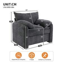 Modern Sofa With Velvet Fabric - Grey 1 Seat - Comfortable And Stylish - Grey 1 Seat - View 8