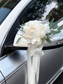 婚車後視鏡裝飾花束、婚車車門把手蝴蝶結裝飾花束 - A - 查看 3