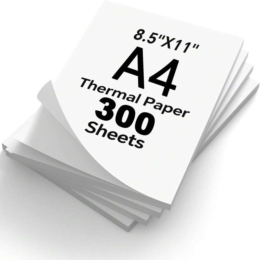 300 Sheets A4 Thermal Paper, A4 Portable Printer Paper, 8.5 X 11 Inch US Letter Size Thermal Paper, Inkless, Foldable Printing Paper, Compatible With Portable Thermal Printers, Suitable For Study, Office And Home Use - 300 Sheets - View 1