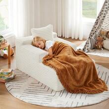 Modern Corduroy Chaise Longue Sofa, Comfortable Sofa Bed / Armchair No Assembly Required - 米色 - 查看 1