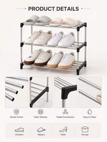 3-Tier Or 4-Tier Stackable Shoe Rack, Suitable For Entryway, Hallway, Closet, Space-Saving | Fits Sneakers, High Heels, Slippers, Flats, Ankle Boots | Multi-Functional Bag Display And Storage Shoe Rack - Multicolor - View 5