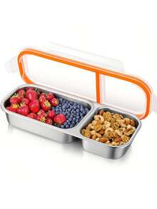 2/3 Compartment Stainless Steel Snack Box, Divided Food Storage Container | Refrigerator Organizer, Suitable For School Lunch Box, Office, Camping, Picnic, Dishwasher , Travel Essential - Multicolor - View 10