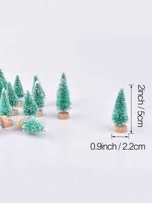 6pcs/1pc-Mini Bottle Brush Christmas Tree With Wooden Base, Christmas Decoration, Artificial Plastic Mini Tree Handmade Decor, Winter Snowy Scene Christmas Table Party Decoration (Green) - Green - View 8