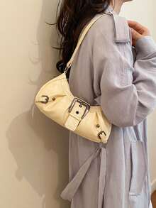 Bolso de motocicleta vintage punk con remaches para mujer, bolso de hombro y axila para trabajo y desplazamientos - Amarillo - Ver 4