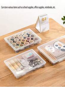 1pc/2pcs Desktop Dust-Proof File Storage Box, A4 File Organizer, Suitable For Storing Household Registration Book, Important Documents, Moisture-Proof File Bag, Stationery Storage Box - Clear - View 6