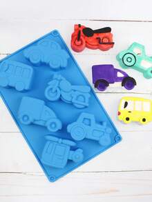 Juego de 7 piezas de moldes de silicona de transporte, molde 3D de coche, molde de silicona para coche y motocicleta, molde de chocolate de coche de dibujos animados, juego de moldes de horneado con gotero, silicona, fácil de desmoldar, resistente al calor, suave y antiadherente, juego DIY para el hogar, adecuado para comida de bebé, chocolate, gomitas, gelatina, velas aromáticas, jabón hecho a mano, pastel de cumpleaños de bebé, postre DIY con tema de niño - Multicolor - Ver 9