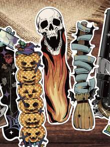 30pcs Vintage Halloween Bookmarks, Creative & Quirky Artistic Style, Versatile Reading Bookmarks For Office And Study Supplies - A - View 10