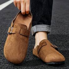 Men's Summer Genuine Leather Sandals, Youth Beach Shoes, Lightweight Breathable Slippers, Men's Low-Top Sandals - Brown - View 3