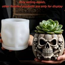 SUPWANPENG 1pc Resin Silicone Mold Halloween Vintage Striped Skull Bone Pumpkin Pot Shape DIY Handmade Casting Mold, Can Make Flower Pot, Pen Holder, Candle Holder, Key Storage Box, Suitable For Resin, Plaster, Clay, Cement, Concrete, Desktop Succulent Green Plant Decoration Ornament Mold, Perfect For Home Decor, Valentine's Day, Mother's Day, Father's Day, Christmas, Halloween Gift Handmade Mold - No W10045 Mold - View 3