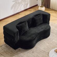 Large Multifunctional Sofa Bed Frame, Black - Black 2 Seat - View 3