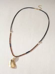 Nocturel 1pc Asymmetrical Geometric Design Long Necklace, Suitable For Fashion Women's Everyday Wear - Multicolor - View 2