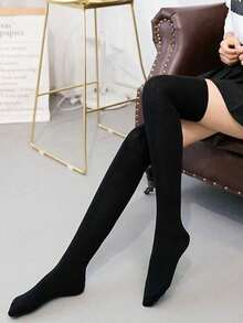 2 Pairs Striped Print Over-The-Knee Socks, Preppy Style Over-The-Knee Socks, Women's Long Socks And Socks - Multicolor - View 8