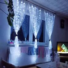 Luces de cortina LED alimentadas por batería AA, 8 modos de iluminación, luces de hadas, adecuadas para habitación, jardín, patio, escenario, decoración de fondo de pared, iluminación de atmósfera romántica para bodas, Día de San Valentín, Halloween, Navidad, luces decorativas colgantes - Lámpara de cortina con caja de pilas AA - Ver 29