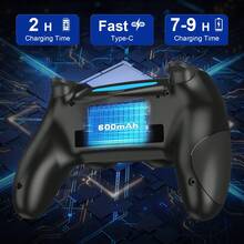 Wireless Controller For P4/Pro/Slim/PC, 600mAh Battery 2H Charge For 7-9H Playtime, Adaptive Triggers, Touchpad, Anti-Slip Grip, USB Charging, ABS, Black, Great Gift For Gaming Squad & Birthday Boy - View 4