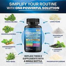 Miriyalyad Corti-Soothe 13 In 1 Supplement Capsules Extra Strength Magnesium Ashwagandha L-Theanine Complex With Lions Mane GABA Rhodiola Ginkgo Biloba Valerian Root 60 Capsules - 2PCS - 查看 2