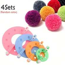 4/8Sets Pom Pom Maker, Plastic Pom Pom Knitting Tool Set, Handmade Knitting Tool DIY Craft Accessories, Random Color - Multicolor - View 14