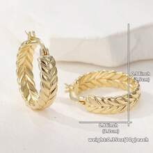 1 Pair Stainless Steel Fashion Wheat Ear Hoop Clip-On Earrings, European And American Style Elegant Versatile, Suitable For Women's Daily Work Commute Wear, Gift For Girlfriend, Gift For Best Friend - Gold - View 6