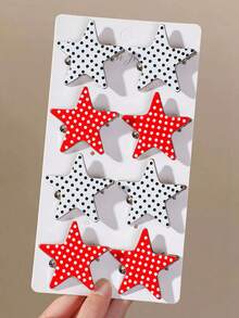 6pcs Girls Multicolor Polka Dot & Star Hair Clips/Cute Sweet Hair Accessories Top Clips Back Clips Side Clips Alligator Hair Clips For Daily Use - Multicolor - View 2