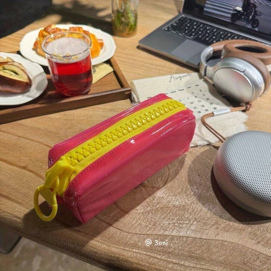 1pc Jelly-Like Stationery Storage Box, 5 Colors Available, Dopamine Pencil Case, Minimalist Solid Color Durable Bag, Upright Stable, Large Capacity Daily Stationery Box, Back To School Gift, School Activity Giveaway, Large Zipper Pencil Pouch