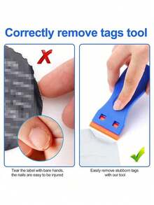 1 Plastic Scraper With 10 Plastic Blades, For Removing Labels And Stickers From Window Glass, Cleaning Floors, Stoves, Car Windows - Multicolor - View 5
