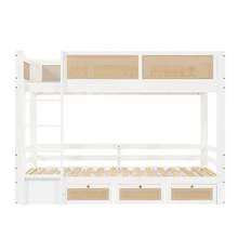 Kids Bed Frame With Shelves, White And Natural - Natural and White - 查看 11