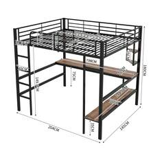 Bed Frame High Bed 140x200cm Metal Black - 黑色 - 查看 5