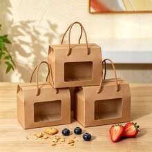 5pcs/10pcs White Window Handle Box For Cookies, Sandwich Crackers, Soda Crackers, Macarons, Candy, Mini Snacks, Suitable For Birthday, Party, Wedding Gift Packaging - View 8