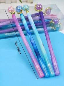 1pc Starry Sky Earth Ballpoint Pen,Write Like The Stars With These Sparkling Starry Glass Planet Gel Pens(Random Color) - Multicolor - View 2