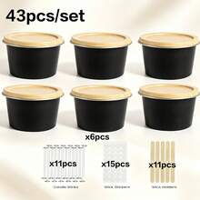 53pcs DIY Candle Making Kit, 11 Black Candle Jars, Includes Candle Wicks, Wick Stickers, Wooden Wick Holders, Complete Handmade Scented Candle Making Materials, Home Craft Gift - Cupcake Style - View 8