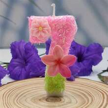 1件雙花數字0-9蠟燭，創意手工蛋糕裝飾生日蠟燭，DIY蛋花蠟燭，適用派對蛋糕裝飾 - 查看 9