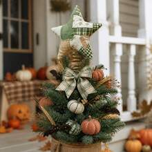 Patchwork Christmas Tree Topper Fabric Five Pointed Star Holiday Ornament - Green---m - View 4