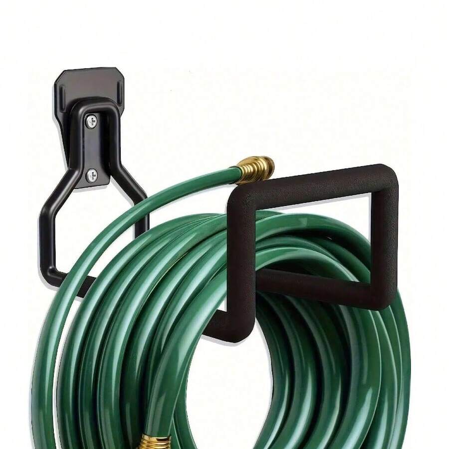 Garden Hose Bracket Wall Mount, Outdoor Heavy Duty Water Hose Rack, Metal Hose Reel Hose Holder Hose Hook, With 2 Screws, For Garden Hose, Expandable Hose, Water Hose Extension Hose - Black - View 1