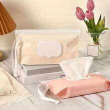 Solid Color Portable Wet Wipes Storage Bag, Press-To-Open Lid With Water-Lock And Dust-Proof Design, Convenient For Stroller Hanging, Great Helper For Outings With Baby, Plastic Flip-Top Dispensing Packaging Bag For Wet Wipes, Loose Tissue Bag For Baby Stroller - Multicolor - View 11