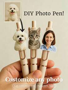 Personalized Photo Ballpoint Pen, DIY Customized Inspirational Ballpoint Pen, Acrylic Pet Photo Printing Stationery, Engraved Gift For Graduation And Teacher Appreciation - Multicolor - View 2