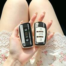 1pc Car Key Case-Exquisite Print,Suitable For Audi A3 8P, A6 C6, Q3 8U, A1 8X, Q7 4L, TT 8J, R8 42.Advanced Soft-Touch, Does Not Block Signal, Unisex. - Audi 3 Button Model CA - View 2
