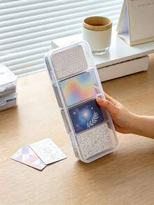 4-Compartment Storage Box, Snap-Lock Transparent PP Material, Multi-Functional Storage Box With Lid, Suitable For Poker Cards, Learning Stationery, Erasers, Creative Tools Storage, Portable Divided Organizer Box, Suitable For Office Desk, Living Room, Drawer, Bedroom And Other Scenes Organization And Storage Tools, Crafts, Cards, Card Games, Plastic Storage Box, Compact Storage Box, Minimalist Storage, Lightweight Storage - View 3