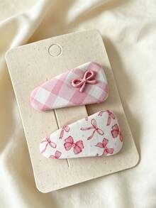 2pcs Soft Pink Rabbit Heart Shaped Hair Clips, Unique Fabric Bow Oval Side Clips, Girly Hair Accessories (Slight Variation In Doll Position Due To Batch Difference) - Multicolor - View 13