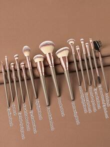 ronshadow 15pcs Multi-Function Makeup Brush Set, Soft Nylon Bristles, Base, Contour, Eye, Brow Brushes, Even Powder Pickup, Smooth Application, Suitable For Daily Use, Travel Makeup, Gift - Multicolor - View 7