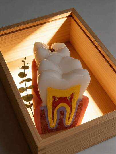 1pc Quirky Gothic Style Tooth Cross-Section Display Ornament, Vibrant Multicolor Dental Anatomy Sculpture, Dentist Clinic Countertop/Study/Vanity Decor, Avant-Garde Medical Aesthetic Desktop Ornament, Novelty Gift For Dental Students