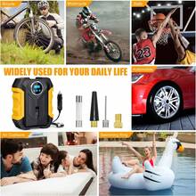 Carsun Portable Air Pump Tire Inflator, 9.8ft Power Cord - 12VDC Powered - Auto Shut-Off, Fast Inflation Electric Air Pump For Car Tires - Car Accessories, With Digital Pressure Gauge, LED Light, Yellow - 9.8FT Wired Digital Display Model - View 3