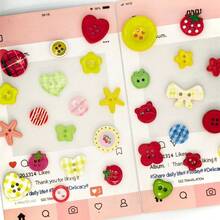 11/22/33/44/55/66/77/88Pcs Mixed Shape Resin Sewing Buttons In Box, Fruit And Heart Shaped Sewing Buttons, Star Butterfly Flower Mixed Shapes, Suitable For Sweater Cardigan Handmade Decoration - Multicolor - View 9