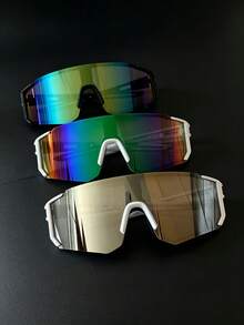 3pcs/2pcs Men's Outdoor Cycling Hiking Sports Glasses One-Piece Black Blue Windproof Goggles - Goggles - Multi-colored - View 5