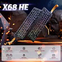 ATTACK SHARK X68 HE 8000Hz Rapid Trigger Keyboard, 0.01mm RT Precision Wired Gaming Keyboard With Magnetic Switches, Adjustable Actuation Distance, Rapid Trigger, Snap Tap, RGB Lighting, Compatible With PC - View 2