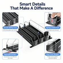 Dispenser de Latas de Bebidas para Geladeira, Organizador Automático de Bebidas com Rolagem para Geladeira, Suporte de Armazenamento de Latas de Refrigerante com Divisórias Ajustáveis, Suporte de Organização de Cozinha para Cerveja, Cola, Bebidas e Garrafas - Multicolorido - Visão 10