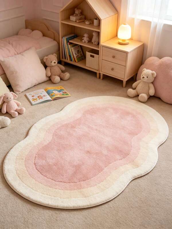 1 pieza Alfombra decorativa con degradado rosa, estilo lindo, estilo dulce para decoración de dormitorio, alfombra pequeña, alfombra, alfombra de baño, lavable